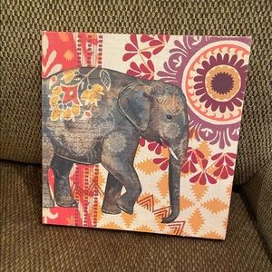 Elephant picture, Boho 12”x12” excellent shape, canvas